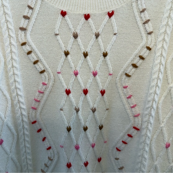 Talbots Cream Cable-knit Valentine Sweater - Picture 7 of 8